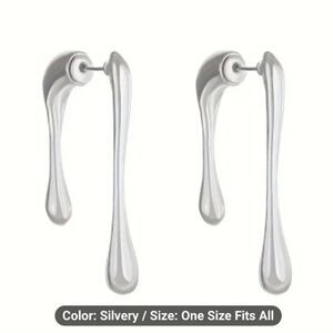 Luxurious Irregular Shape Teardrop Earrings 14K White Gold Plated